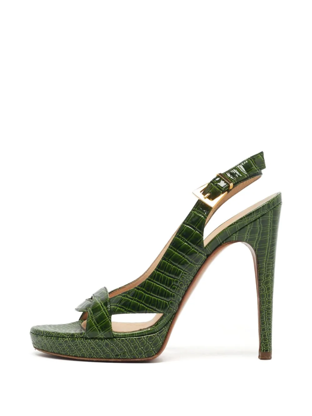 Croc-Embossed Slingback Pumps by Casadei Vintage