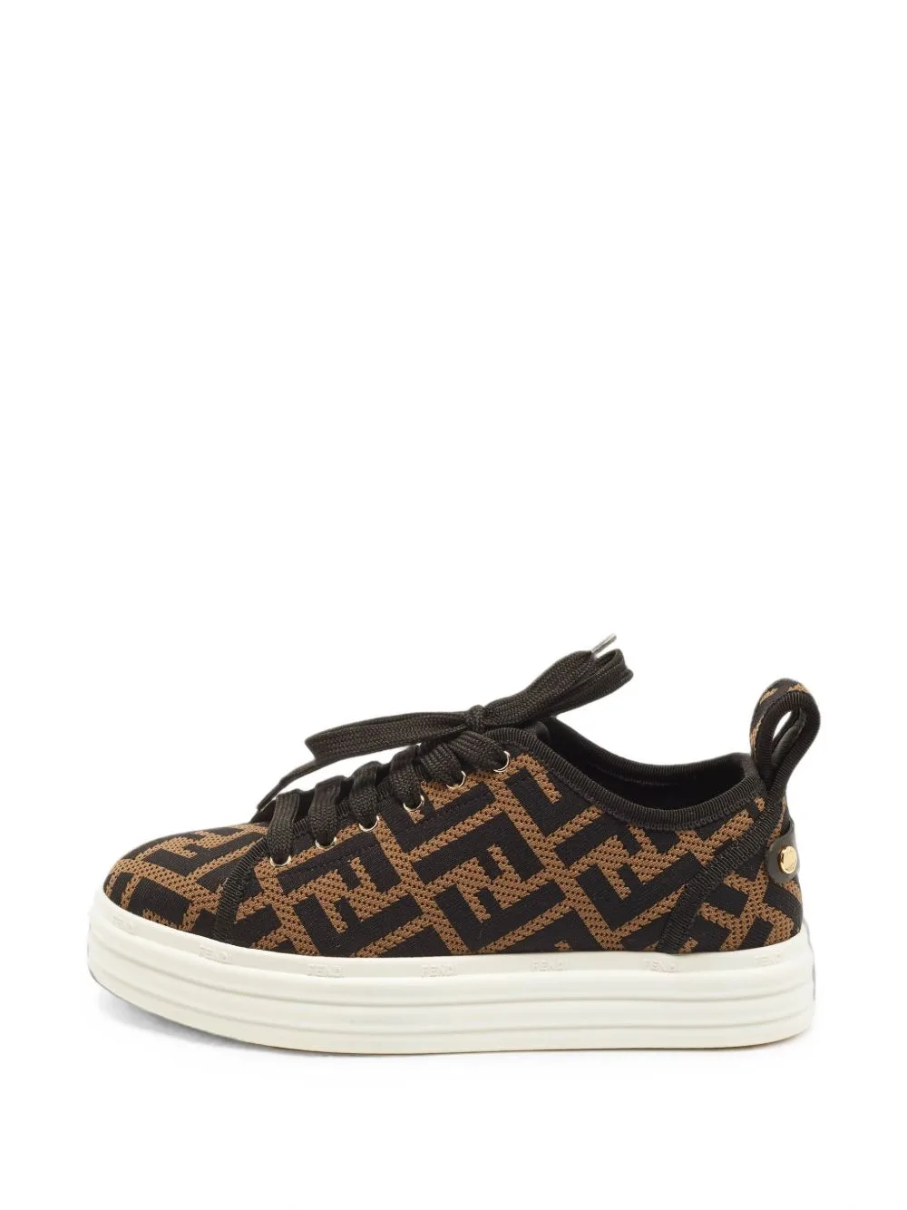 Zucca-Monogram Lace-Up Sneakers by Fendi Pre-Owned