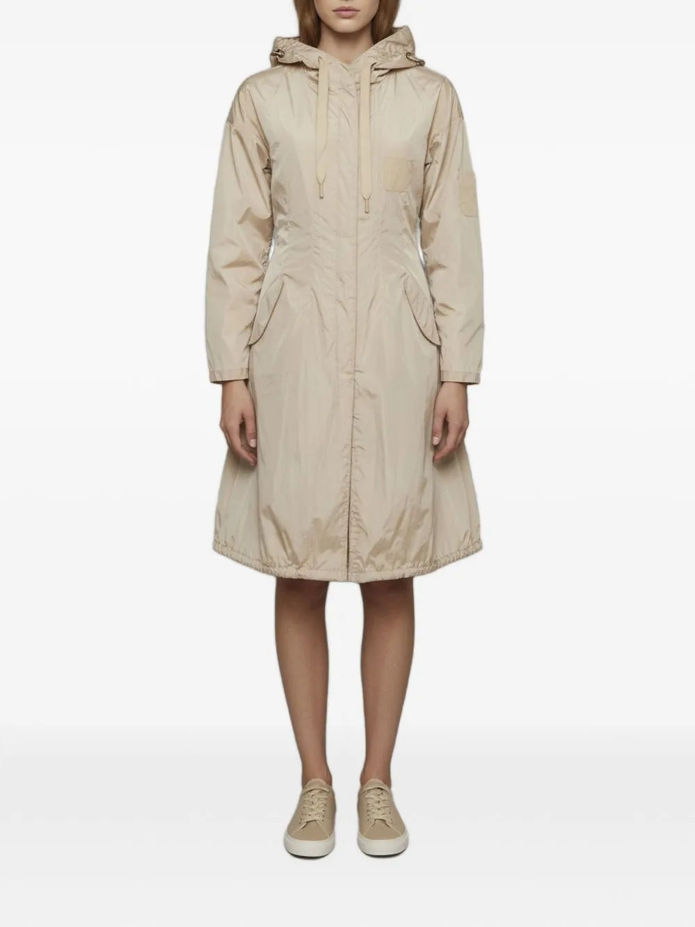 Smocked Zip-Up Raincoat by Prada Pre-Owned