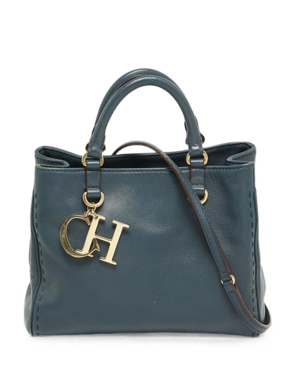 CH Charm Leather Tote Bag by Carolina Herrera Vintage