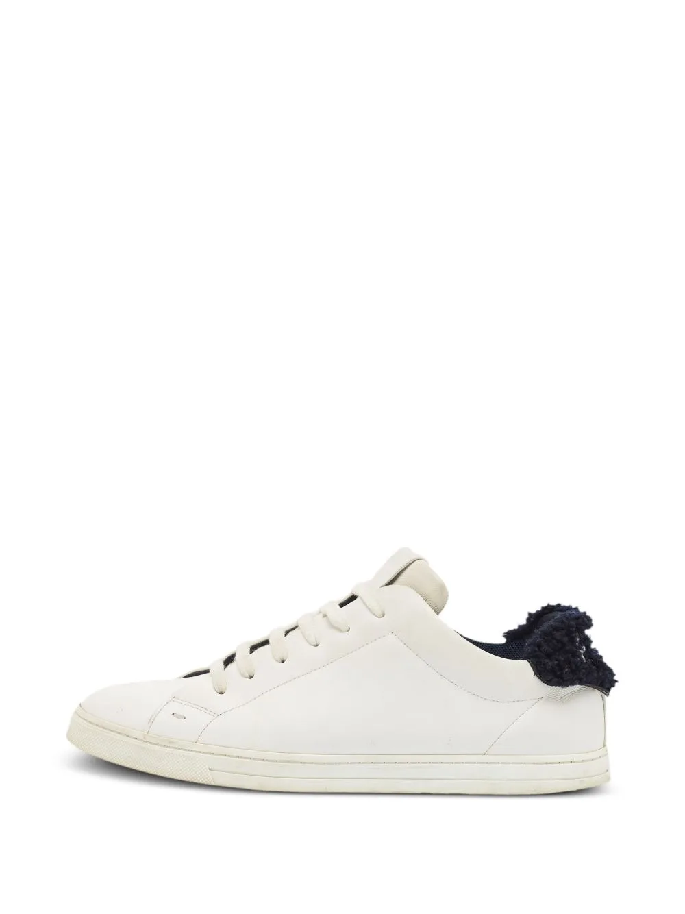 Shearling-Trim Low-Top Sneakers by Fendi Pre-Owned