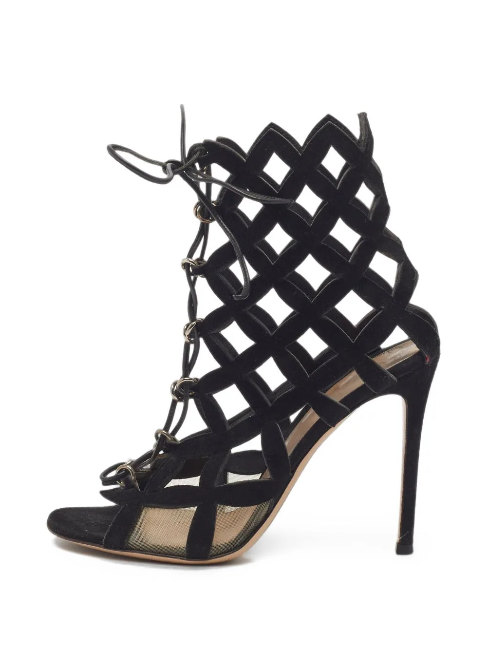 Lace-Up Caged Heeled Sandals by Gianvito Rossi
