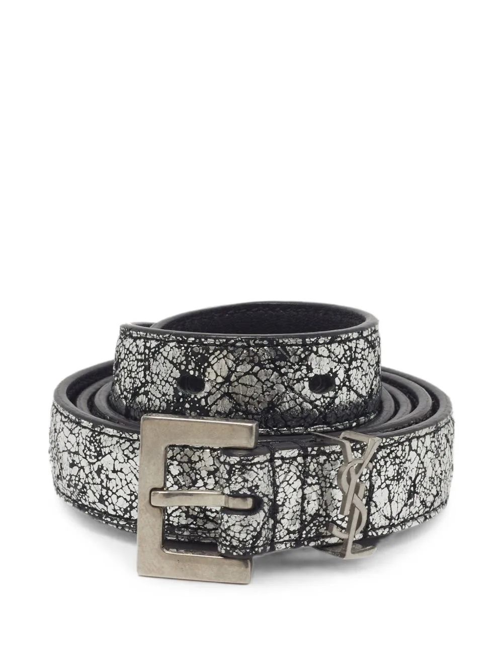 2019 Cassandre Crackle-Effect Belt by Saint Laurent Pre-Owned