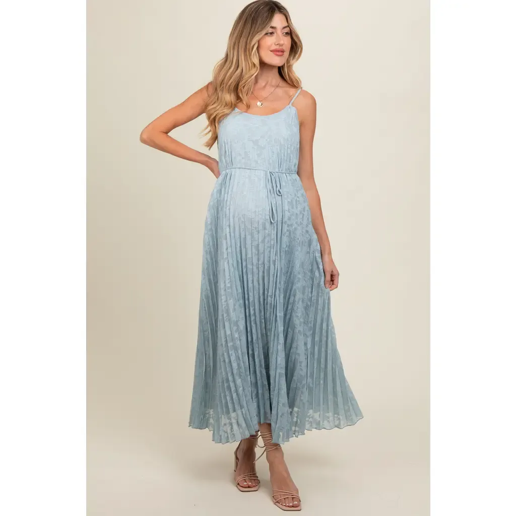 Floral Pleated Maxi Dress by PinkBlush