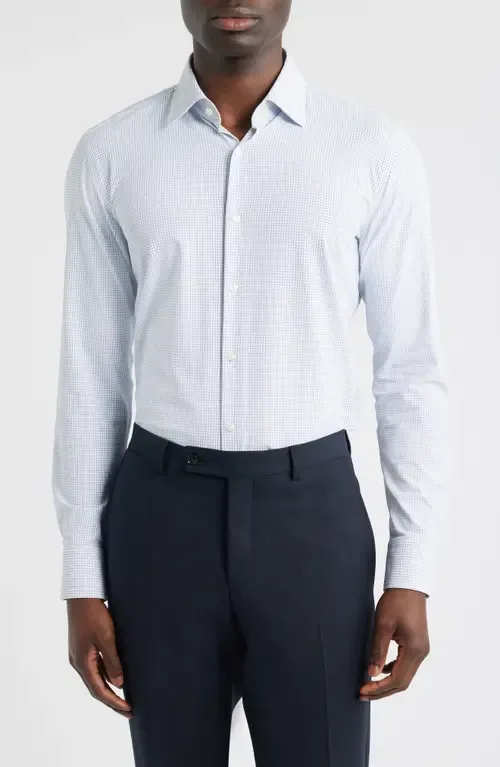 Hank Slim Fit Microcheck Stretch Dress Shirt by BOSS