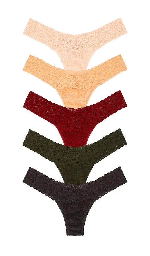 Signature Lace Low Rise Thong 5 Pack by Hanky Panky