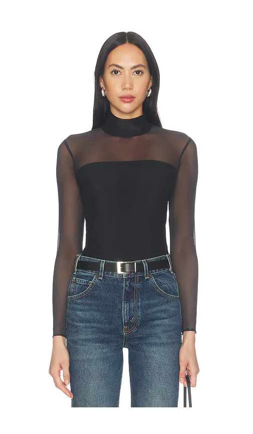 Chic Mesh Mockneck Covered Bodysuit