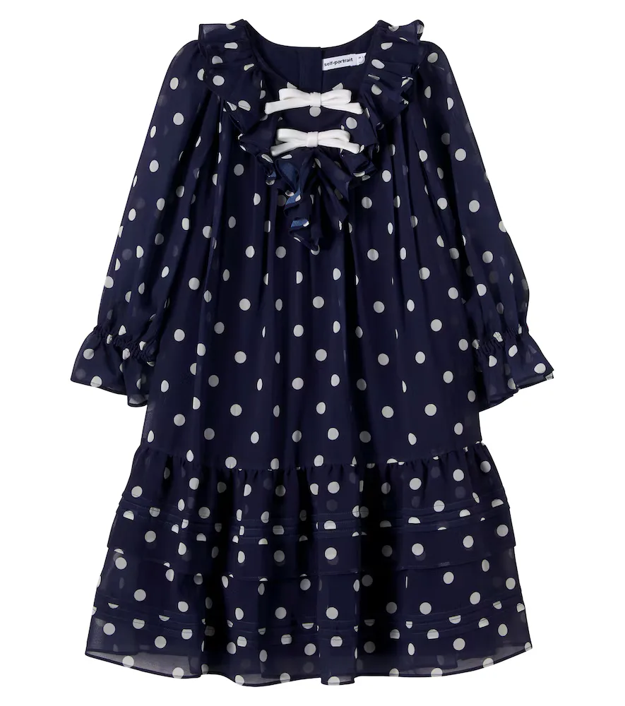 Polka-Dot Georgette Dress by Self-Portrait Kids