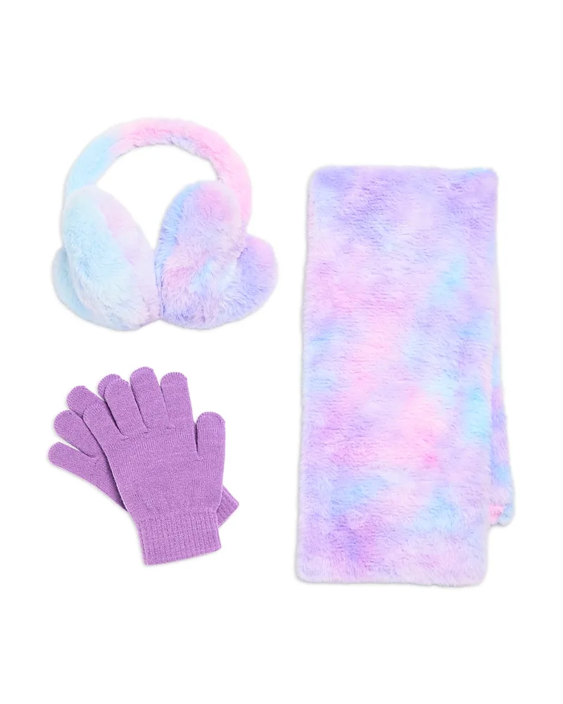 Three Piece Multi Heart Faux Fur Earmuffs Set by Capelli