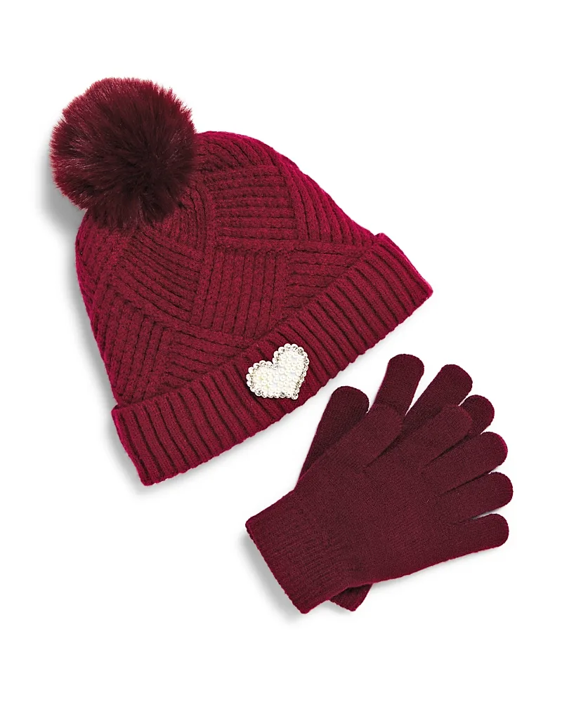 Two Piece Faux Fur Pom Hat & Magic Gloves Set by Capelli