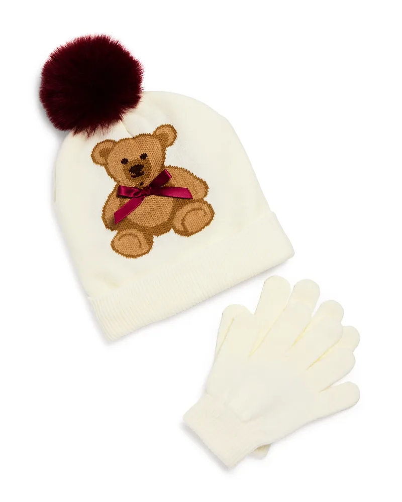 Two Piece Teddy Bear Jacquard Hat & Magic Gloves Set by Capelli