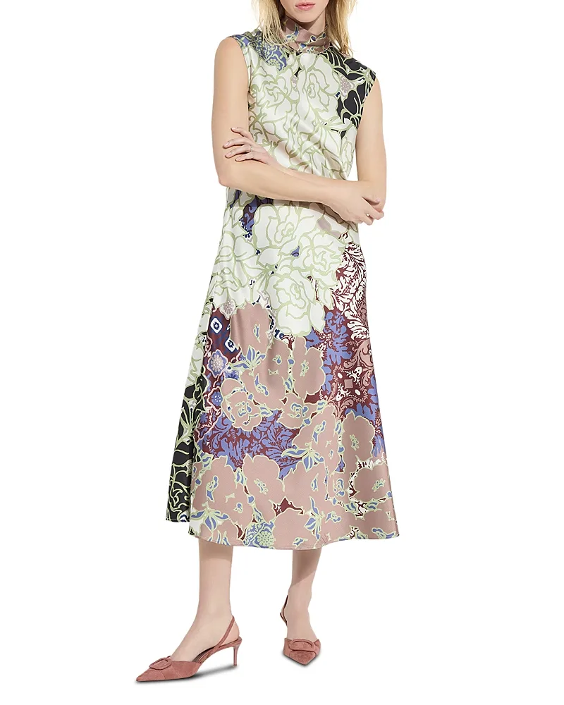 Flora Mock Neck Bias Cut Midi Dress by Lysse