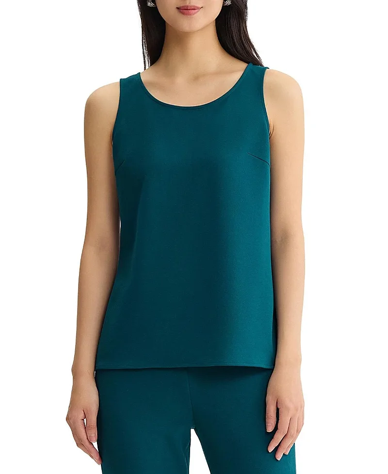 Stretch Deco Crepe Scoop Neck Tank