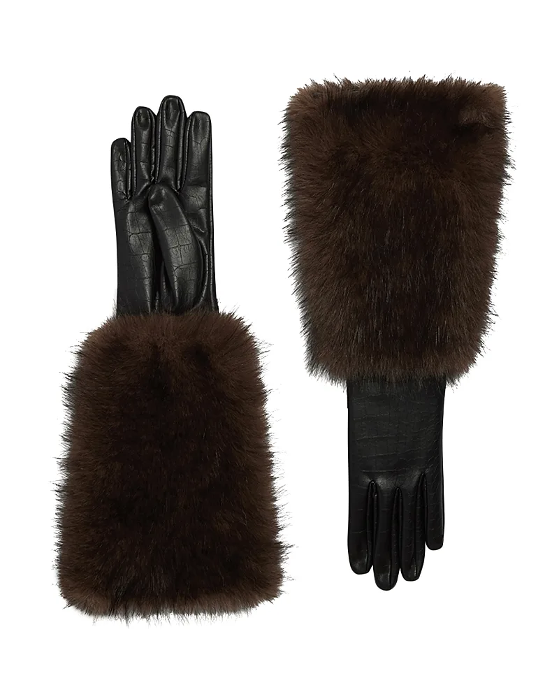 Robi Long Faux Fur Cuff Gloves by Apparis
