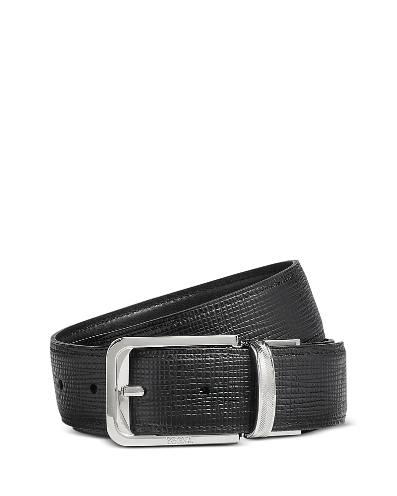 Reversible Engraved Leather Belt by Zegna