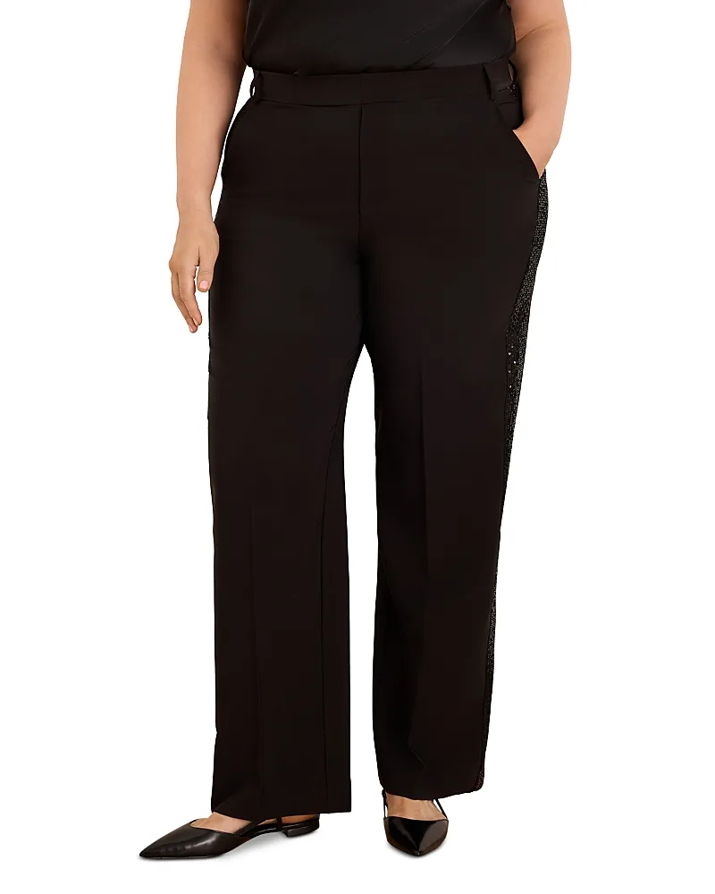 Lenox Sleek Stretch Sequin Tuxedo Pants by Nic+Zoe