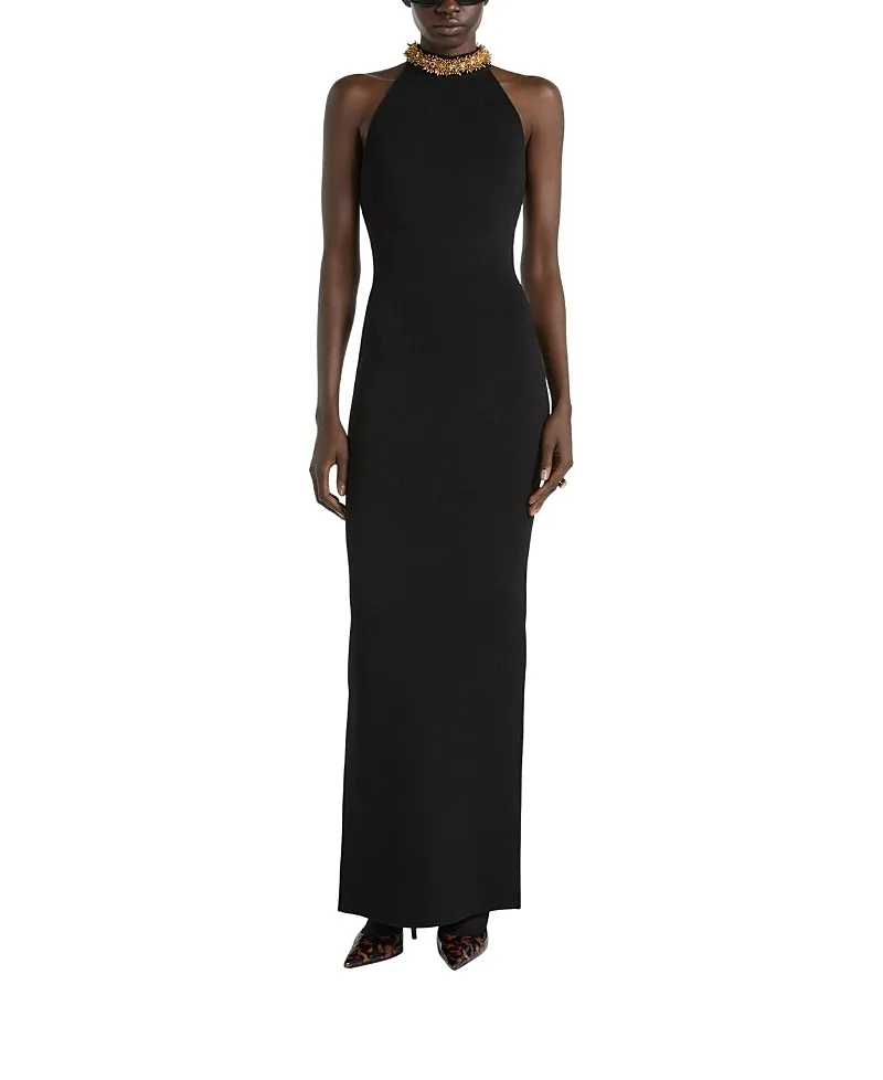 Long Milano Jersey Dress with Embroidery by Balmain
