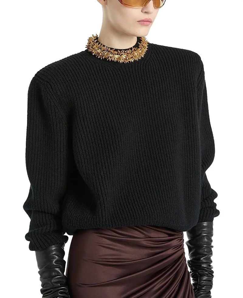 Cashmere Jumper with Removable Embroidered Trim by Balmain