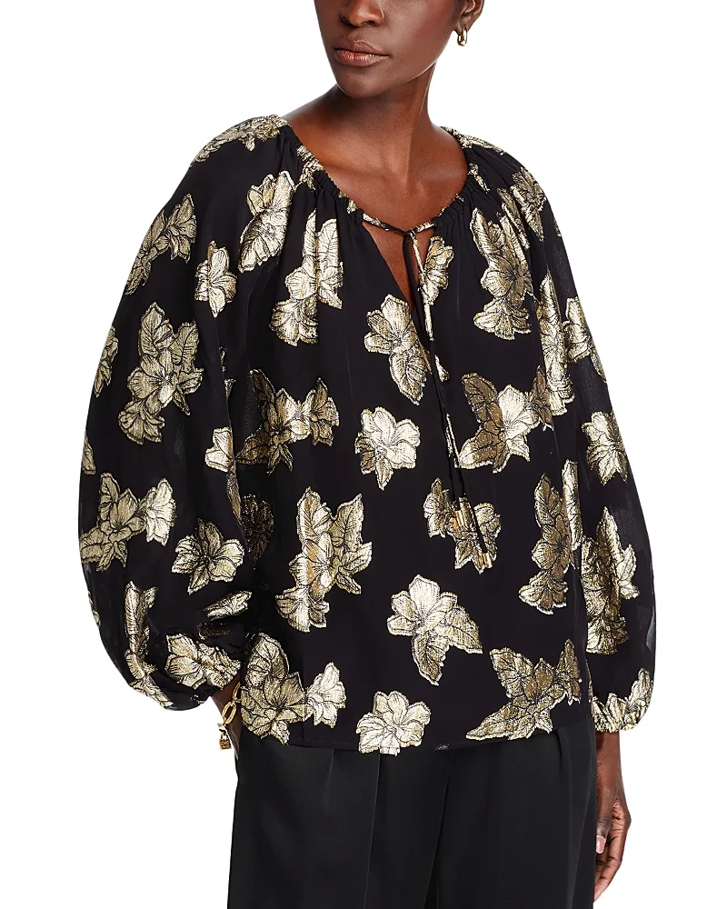 Shimmering Shores Tie Neck Blouse by Tommy Bahama