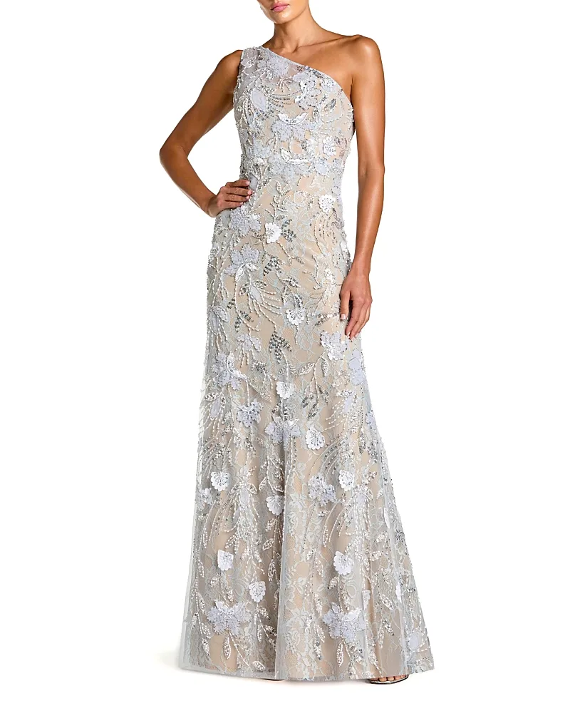 Mac Duggal One Shoulder Lace Embroidered a Line Gown by M.A.C.