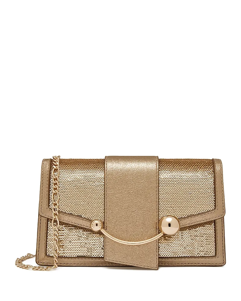 Strathberry Crescent Sequin & Leather Crossbody