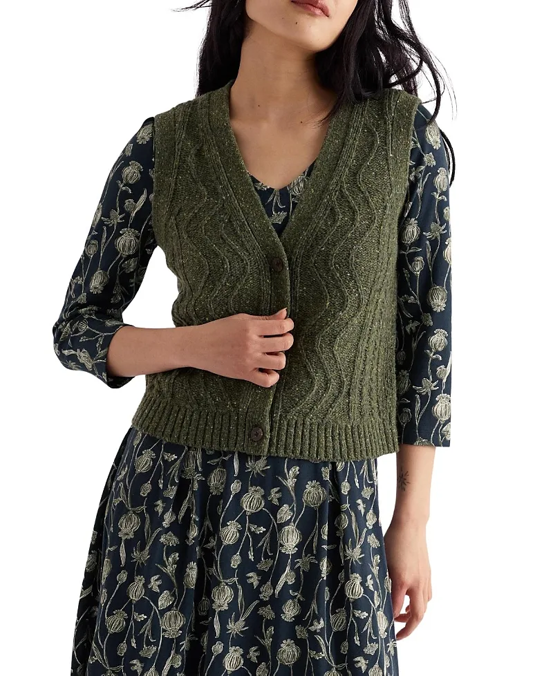 Seasalt Cornwall Pendouer V-Neck Button Up Knitted Vest by Seasalt Cornwall