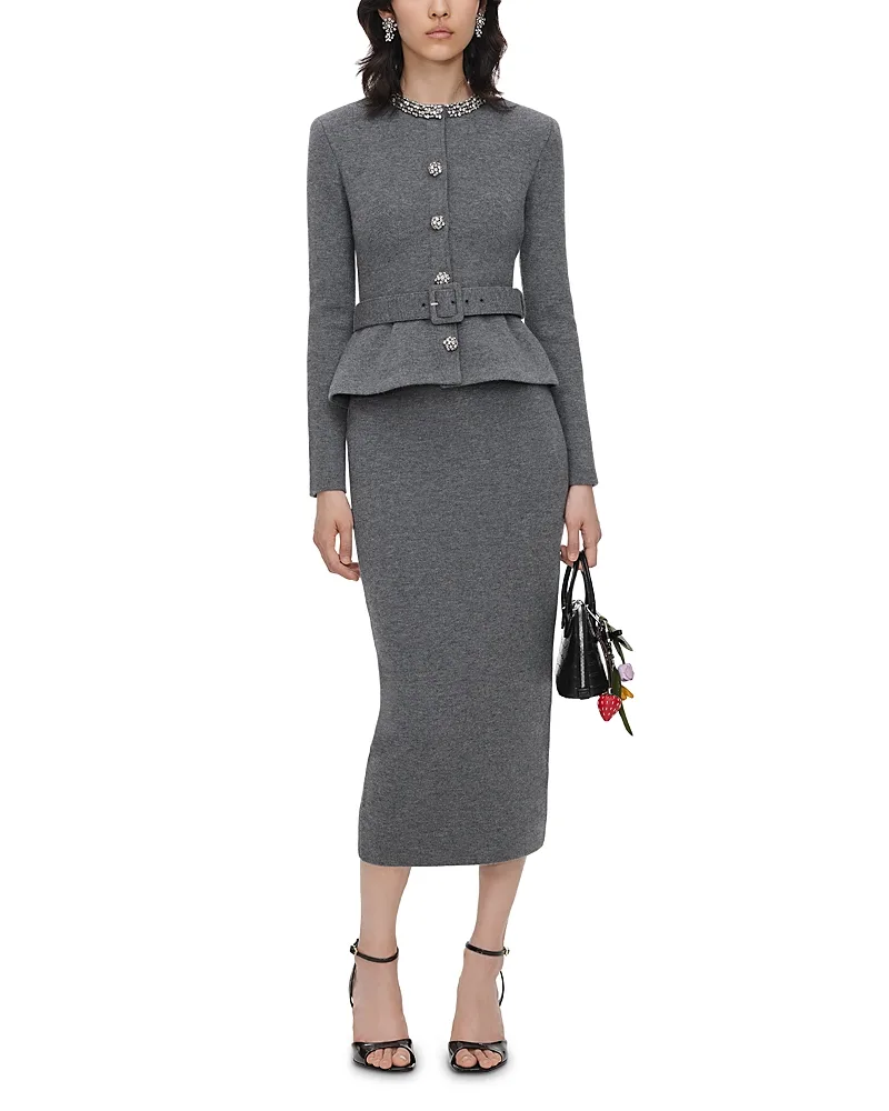 Self-Portrait Embellished Neck Belted Midi Dress by Self Portrait