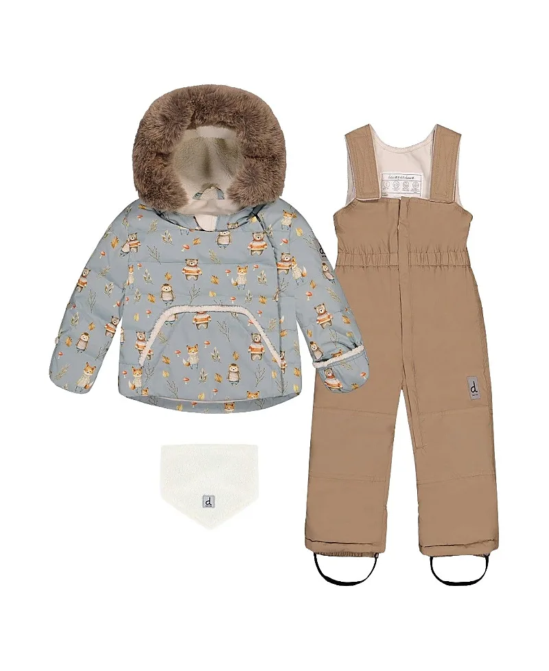 Deux Par Deux Woodland Creatures Two Piece Coat Pants & Neckwarmer Snowsuit by Deux Par Deux
