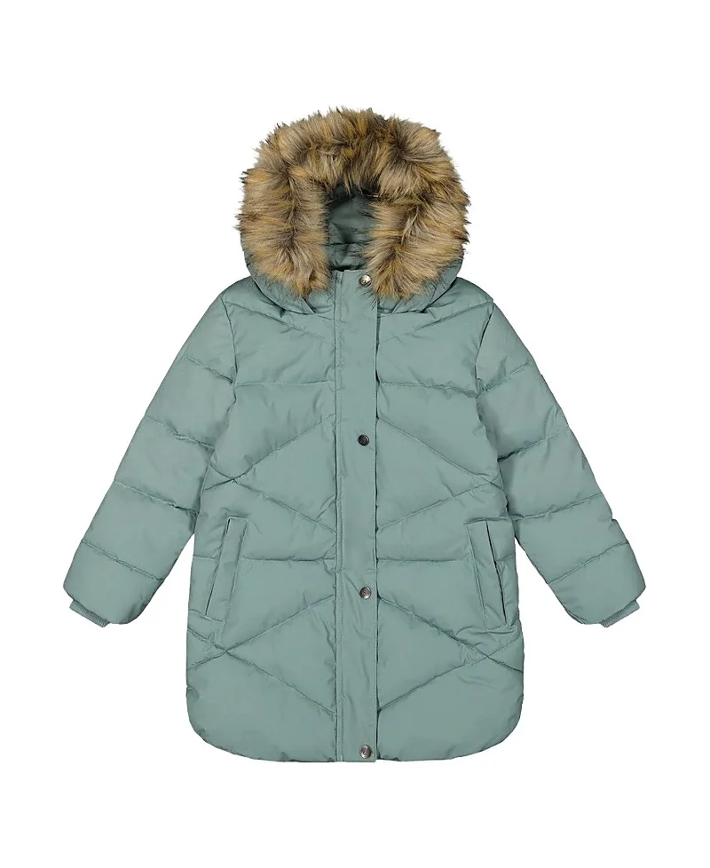 Long Fleece Lined Diamond Quilted Winter Puffer Coat by Deux Par Deux