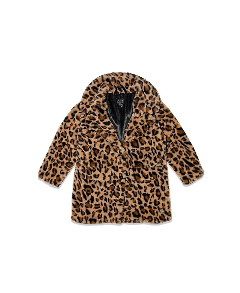 Faux Fur Button Front Side Pocket Long Coat by Deux Par Deux
