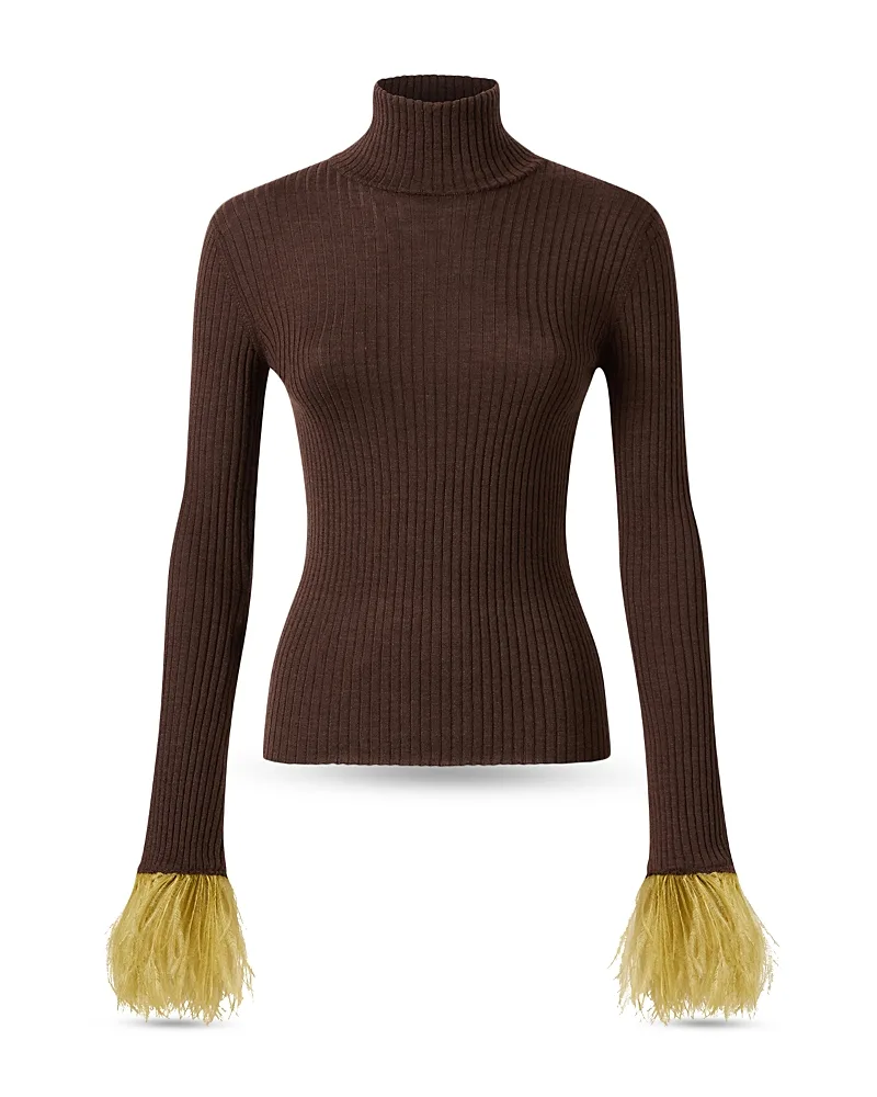 High Kick Cashmere Blend Feather Trim Top by La Doublej
