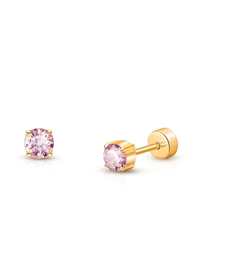 14K Gold on Titanium Crystal Birthstone Stud Earrings by Tiny Blessings