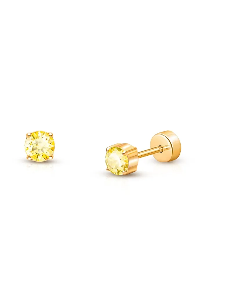 14K Gold on Titanium Crystal Birthstone Stud Earrings by Tiny Blessings
