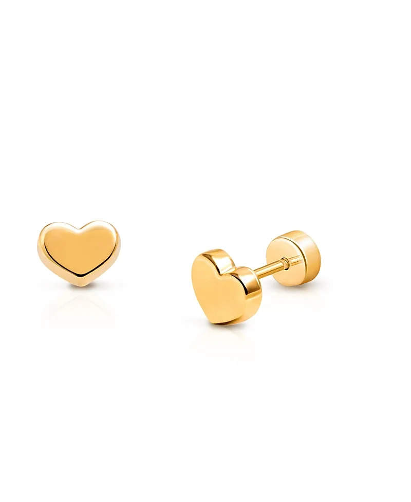 14K Gold on Titanium Golden Heart Stud Earrings by Tiny Blessings