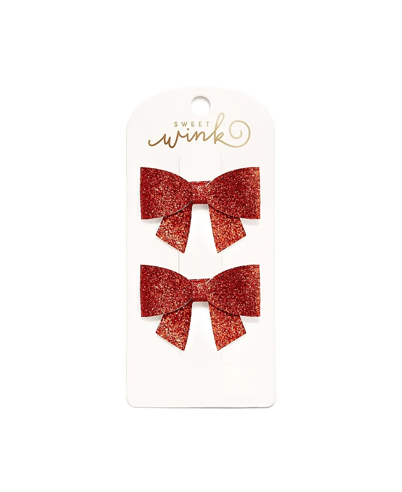 Ruby Sparkle Bow Clip Set by Sweet Wink