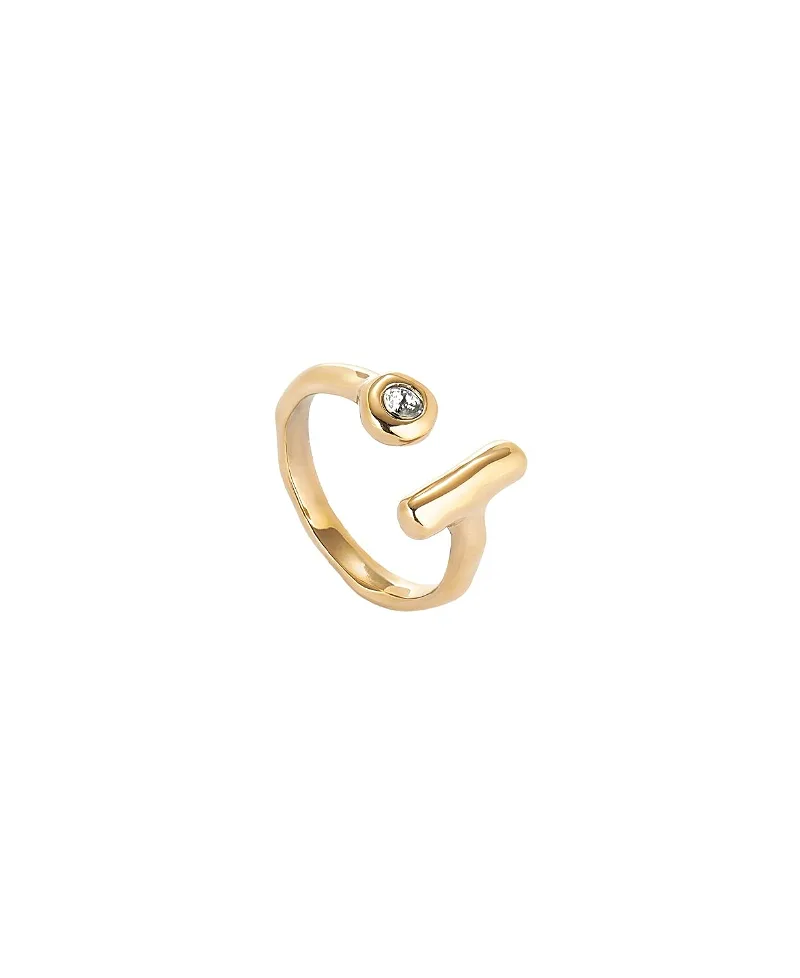 Open 18K Gold-Plated Ring with White Topaz by Unode50