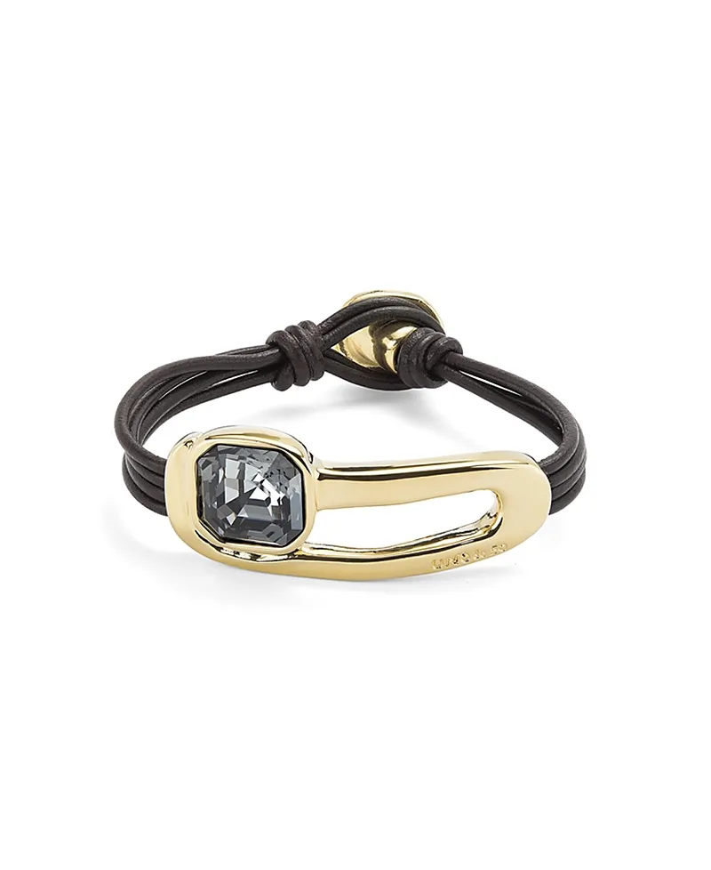 Leather Bracelet with Black Details by Unode50