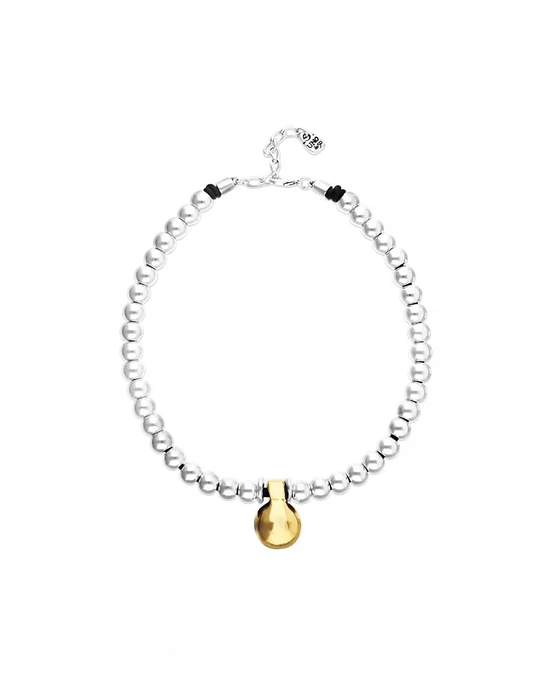 Necklace of Medium Spheres Plated in Sterling Silver and Large Dial Plated in Gold by Unode50