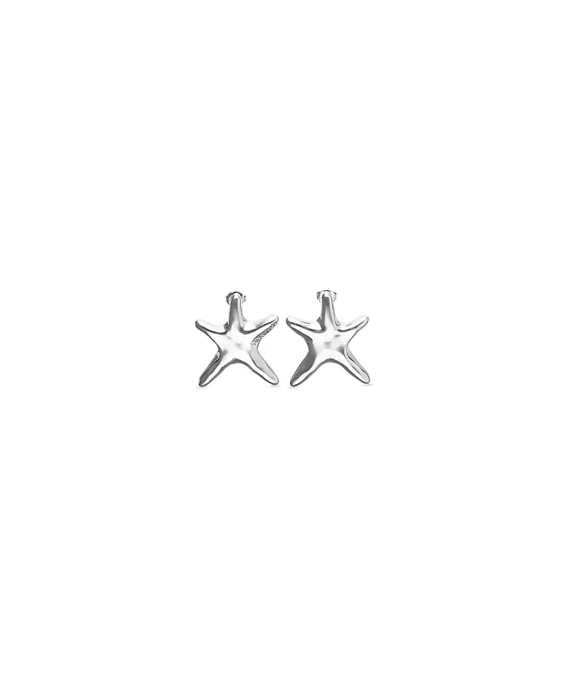 Medium Silver Tone Star Earrings by Unode50