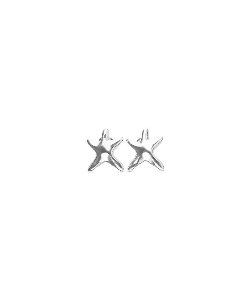 Small Silver Tone Star Earrings by Unode50