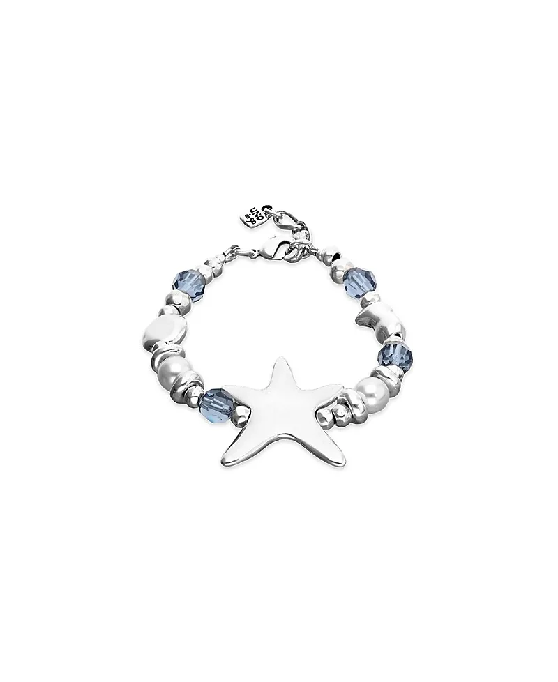 Tone Bracelet with Blue Faceted Crystals and Star by Unode50