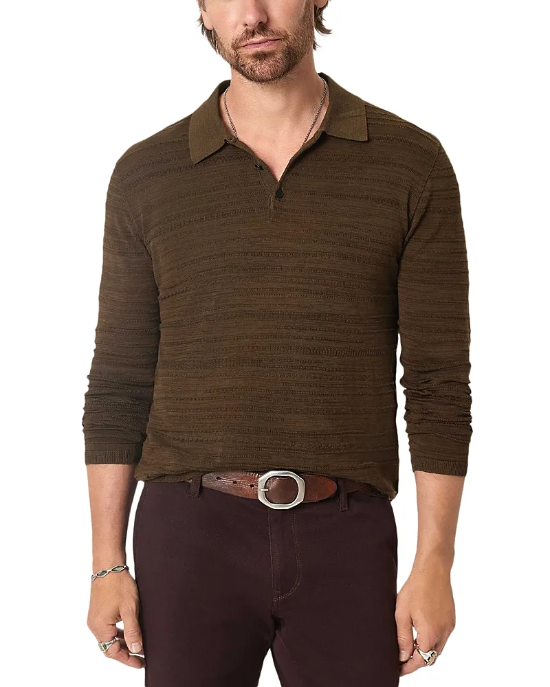 Hughs Marl Stitch Cotton Polo Shirt by John Varvatos