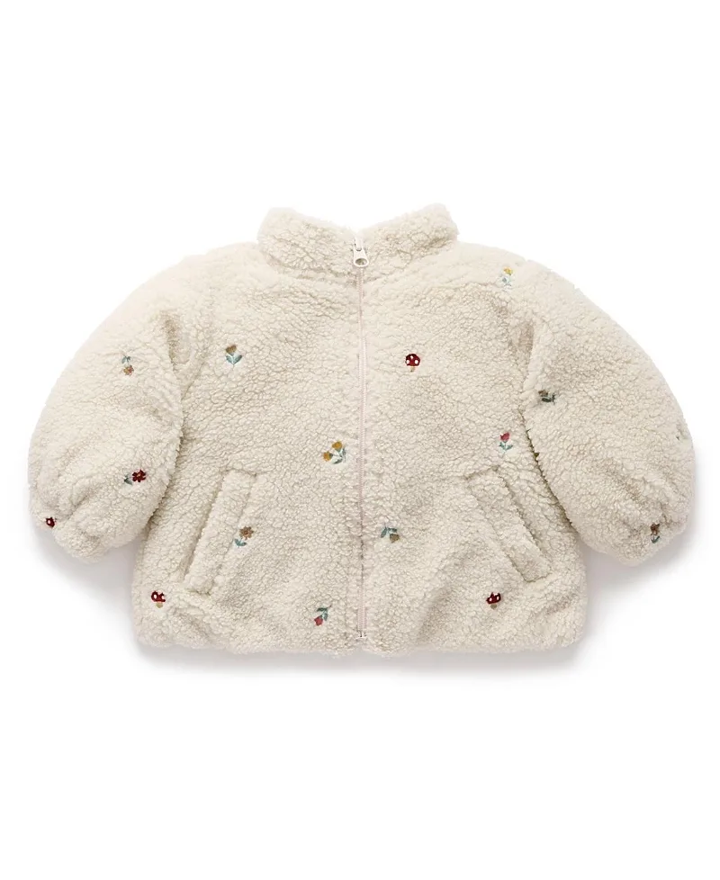 Fluffy Embroidered Jacket by Purebaby