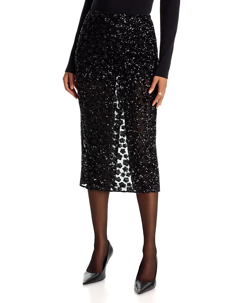 Sienna Sheer Sequin Midi Skirt by Bardot