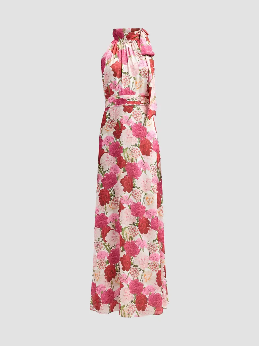Diana Floral Crinkle Georgette Tieneck Gown by SACHIN BABI