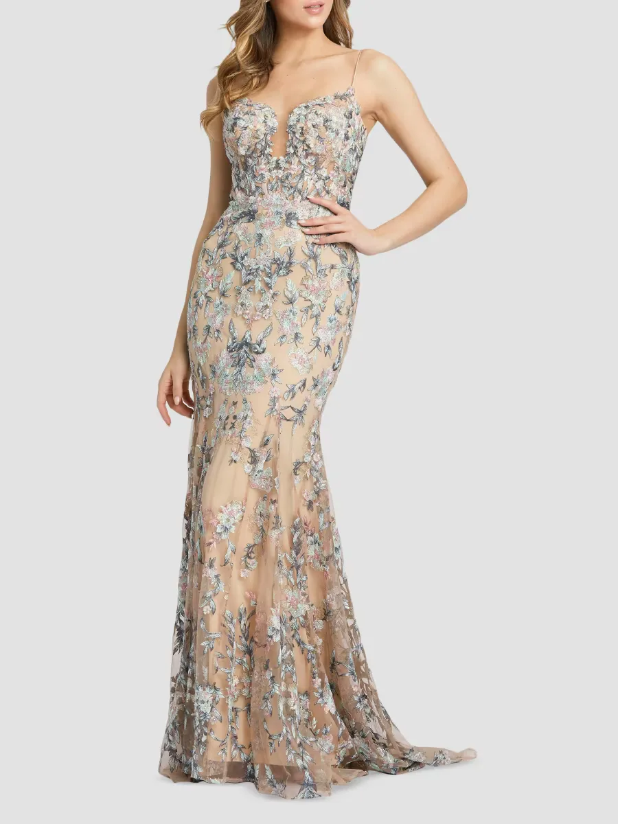 Mac Duggal Sweetheart Tulle Floral Gown by M.A.C.
