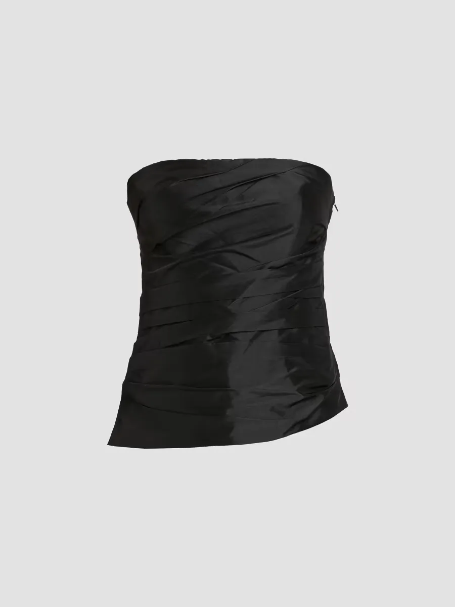 Emerson Gathered Satin Bustier Top by SIMKHAI