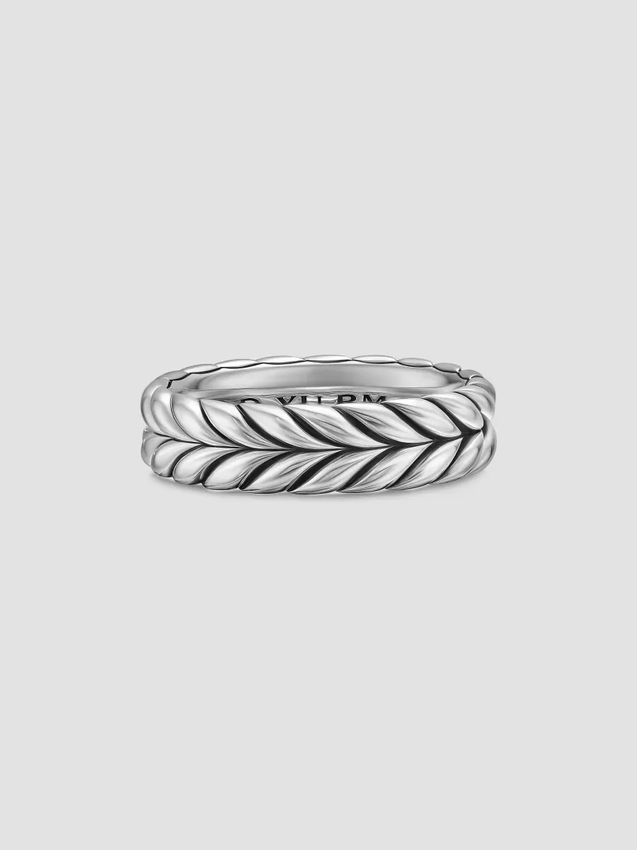 Chevron Band Ring in Sterling Silver, 6.2MM