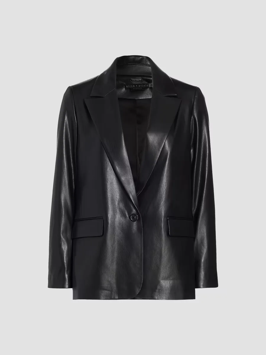 Denny Faux Leather Blazer by Alice + Olivia