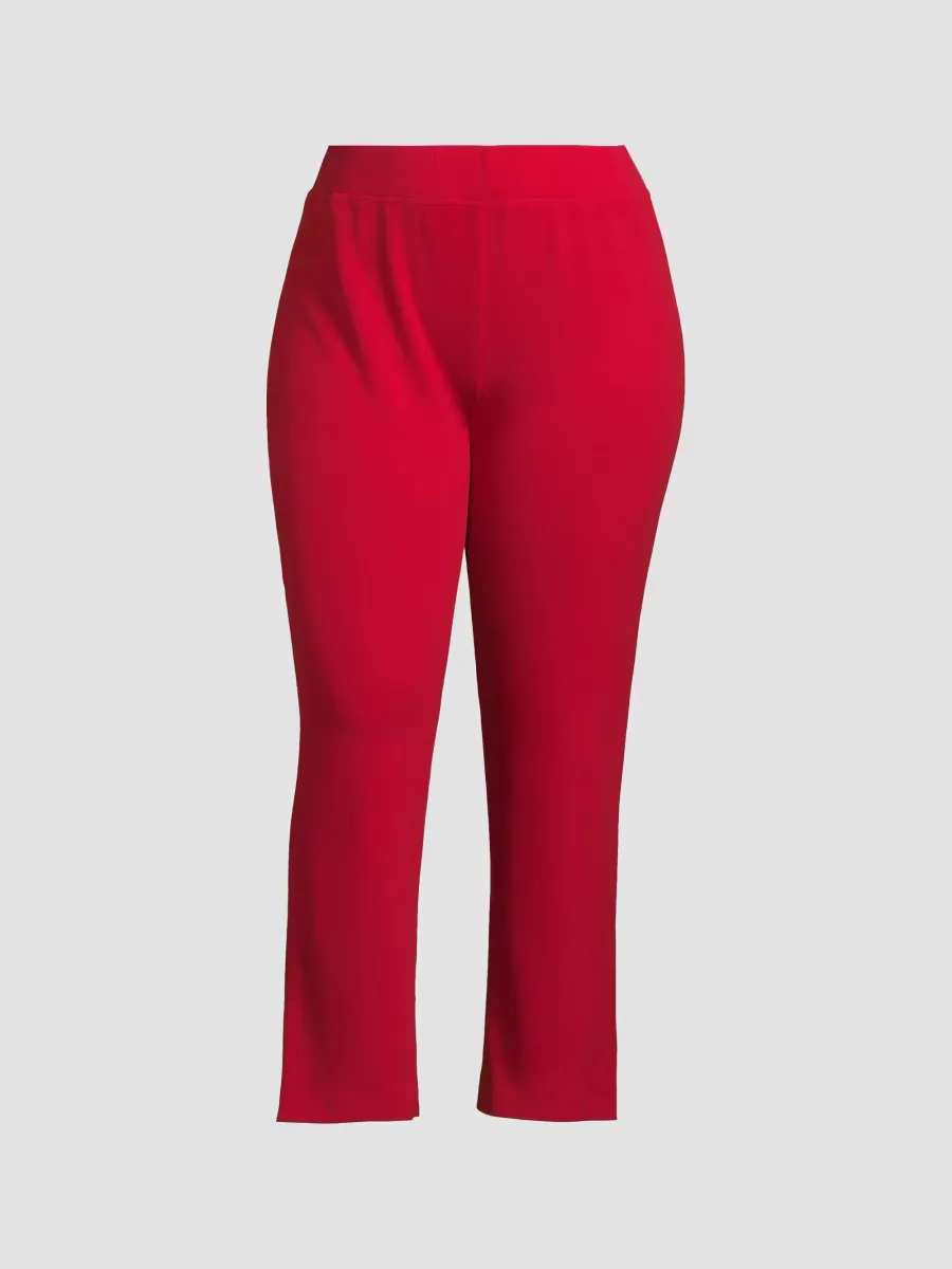 Stretch Deco Crepe Straight-Fit Pants by Ming Wang